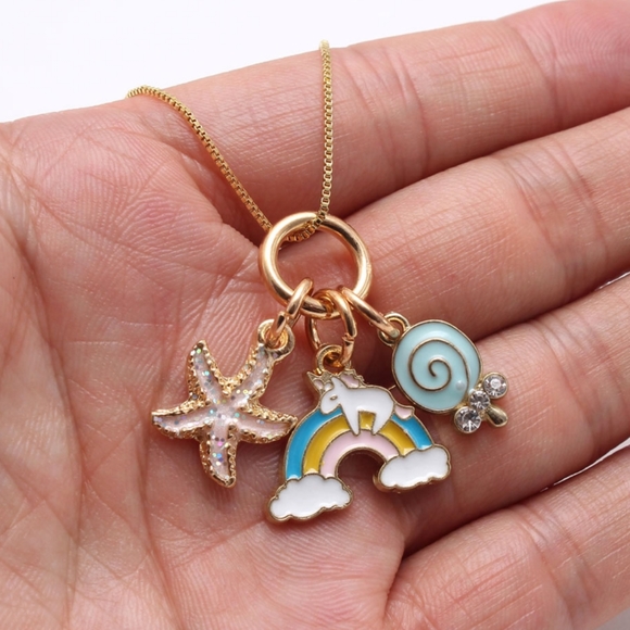💝HP💝 Unicorn Kids Long Chain Necklace rainbow - Picture 2 of 8